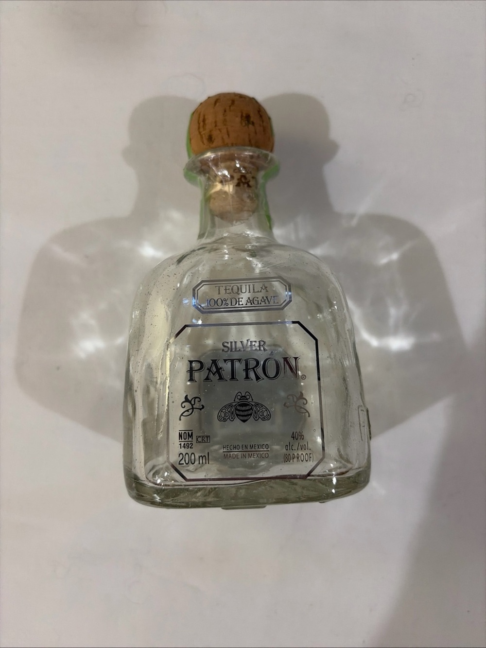 Patron Tequila Silver 200ml Empty Glass Liquor Bottle (1) Total